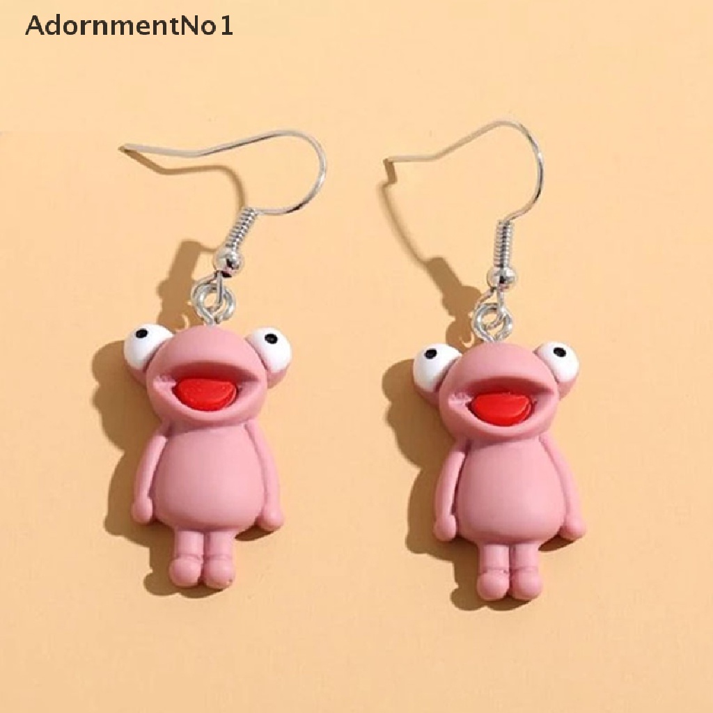 (AdornmentNo1) Anting Gantung Panjang Kait Motif Katak Hijau / Pink Untuk Perhiasan Wanita