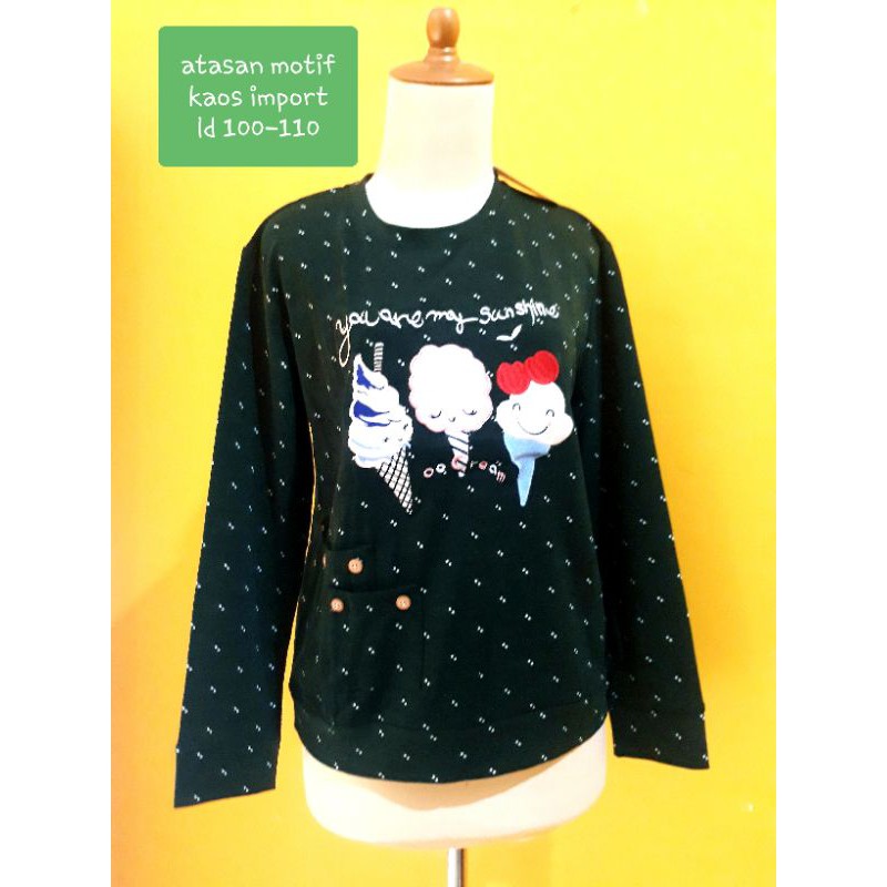 atasan kaos import ld 100-110