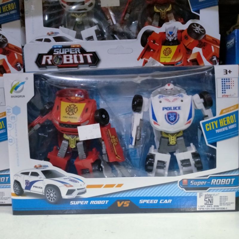 mainan super robot vs speed robot /mainan robot bisa tranform menjadi mobil polisi