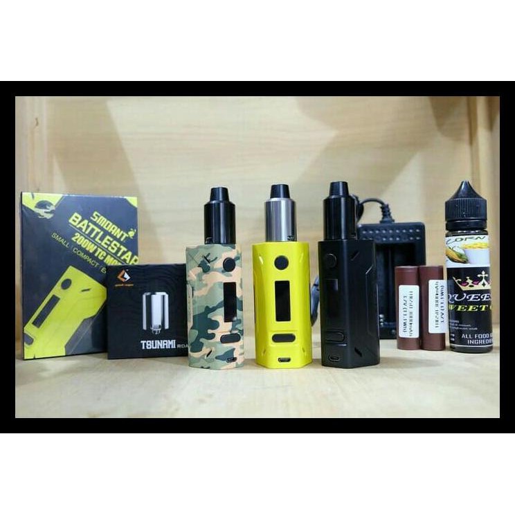 Paket Ngebul Mod Battlestar 200w Kit Rda Tsunami Lg Charger Liquid