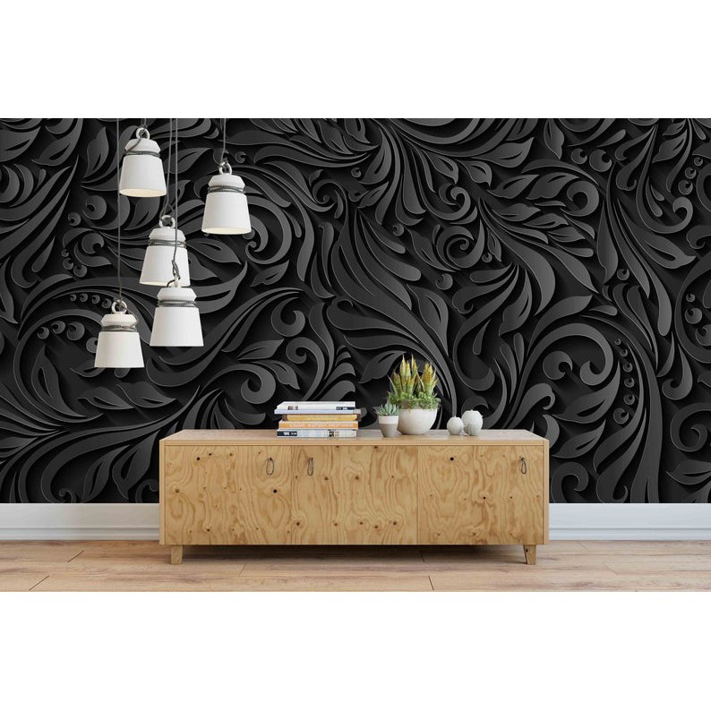 3D WALLPAPER CUSTOM WALLBANNER DINDING custom 3d hitam