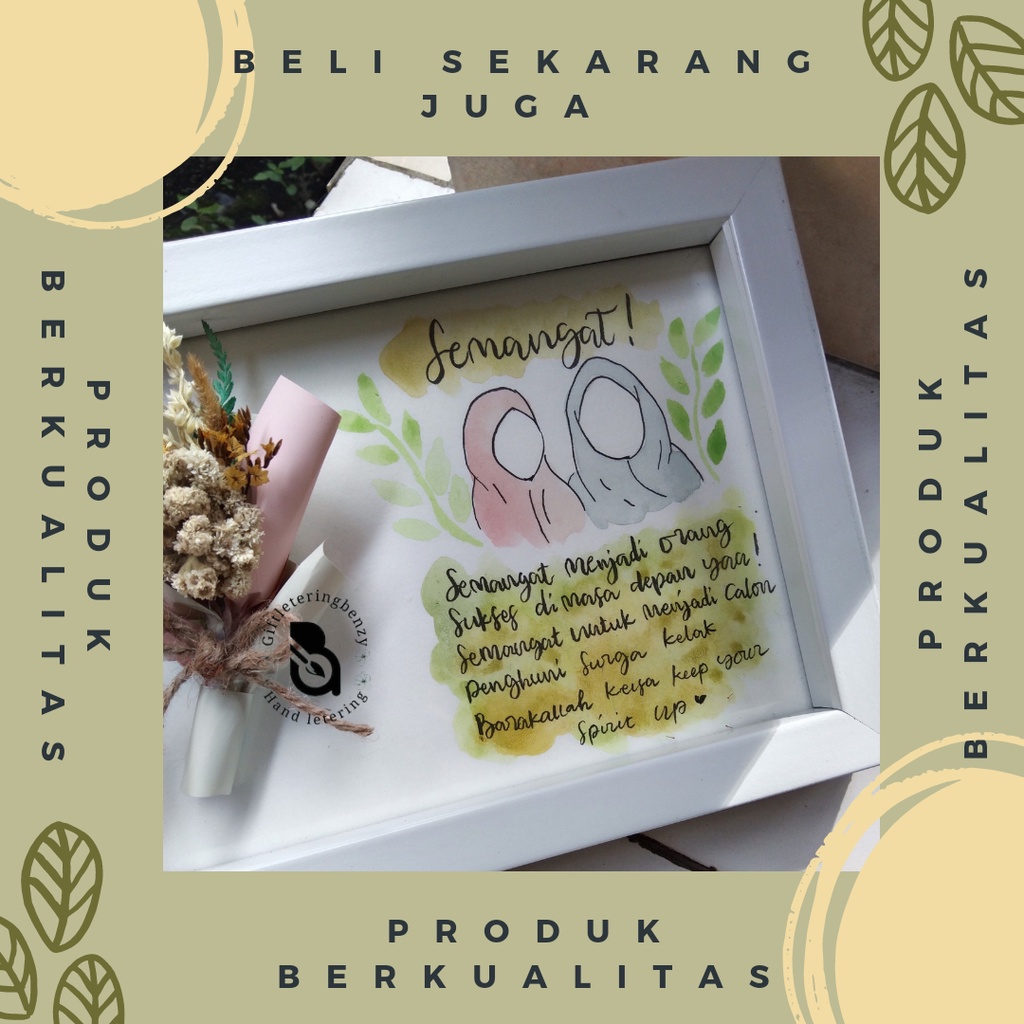 Flower in frame giftleteringbenzy| kado wisuda/wedding/ultah ukuran 6R