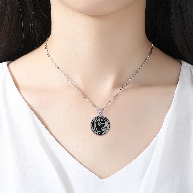 Fancyqube Kalung Rantai Dengan Liontin Koin Motif 12 Zodiak Untuk Wanita