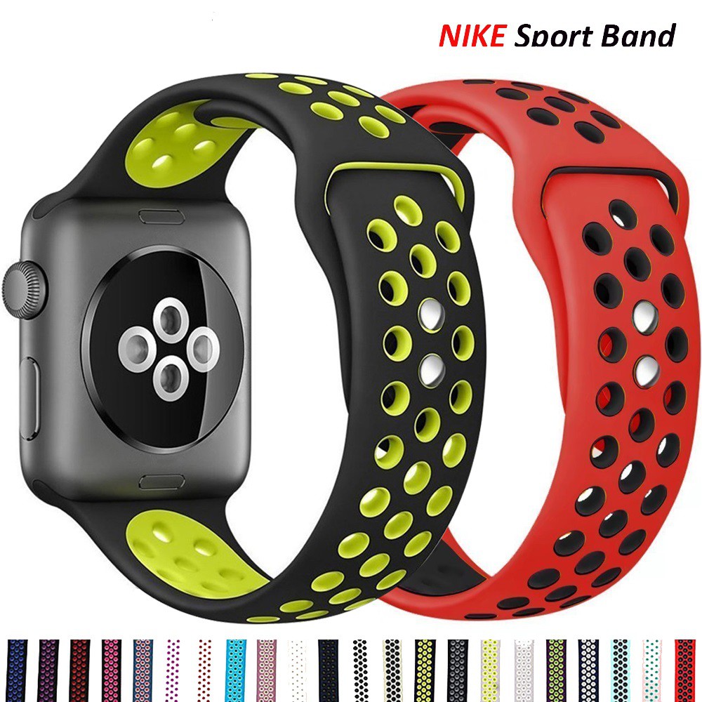 Silicone strap Untuk Aple watch band 38 42 40 44 41 45 49mm Accessories Breathable belt Sport bracelet series