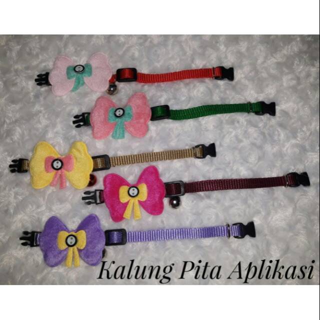 Kalung kucing pita aplikasi 1 lonceng