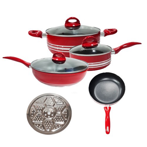 PANCI SET COOKWARE OMICKO BAHAN TEBAL/PANCI SET WARNA MERAH