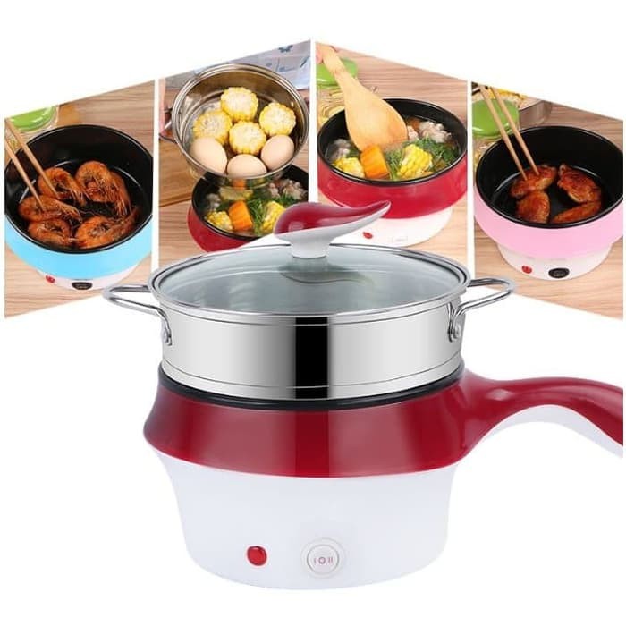 Panci Listrik Multifungsi - Fry Pan Elektrik / Multi Elektrik Cooker Stainless / Panci Steamer 5 Set