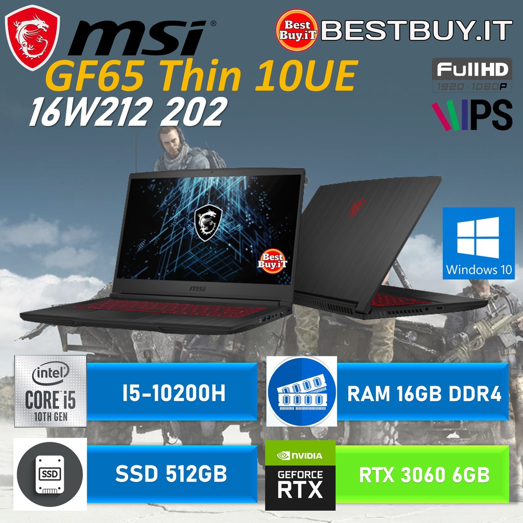 MSI GF65 Thin 10UE [9S7-16W212-202] i5-10200H 16G 512GB RTX3060 6GB