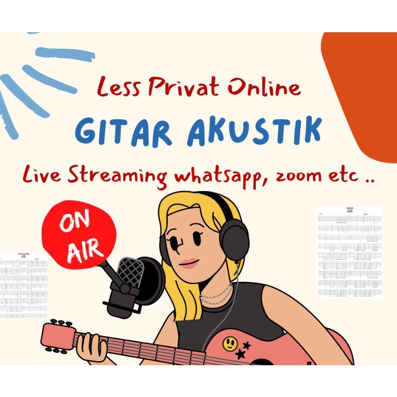 Privat Less Kursus Musik Gitar Akustik Tablatur Online