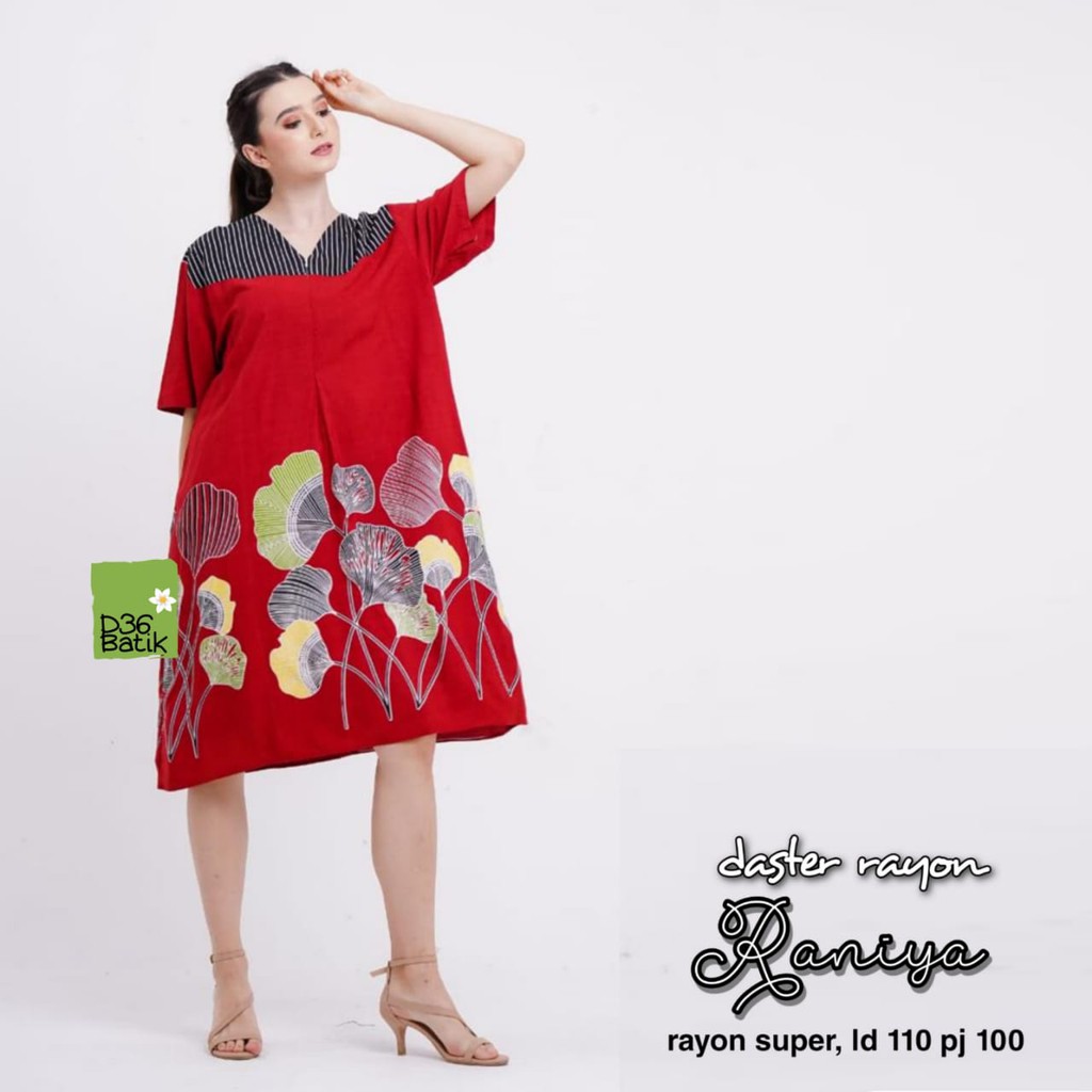 Daster Rayon Raniya Batik Bunga Truntum Jumbo Rayon Santung Santai Casual Home Daster