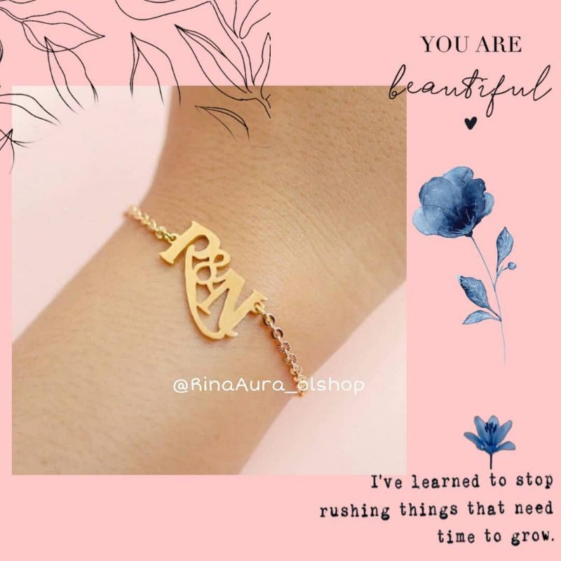 Gelang Nama Lapis Emas Inisial Nama