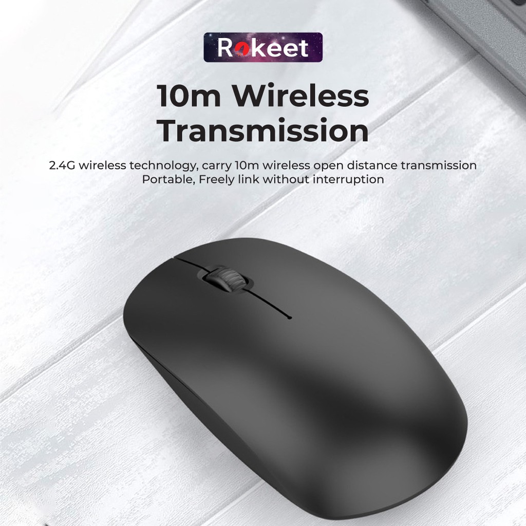Rokeet Mouse Wireless Silent Click Rechargeable Optical Mouse Gaming 2.4Ghz-5