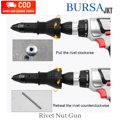 ELECTRIC RIVET RIPET GUN TANG SAMBUNGAN KONVERTER BOR TANG PERKAKAS GUN CORDLESS