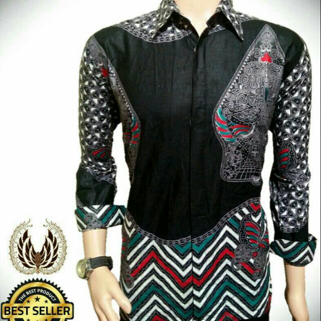 KEMEJA PRIA BATIK WAYANG sogan abu slimfit
