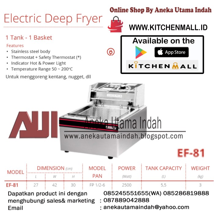 PROMO GEA-GETRA ELECTRIC DEEP FRYER EF-81 / MESIN PENGGORENG LISTRIK