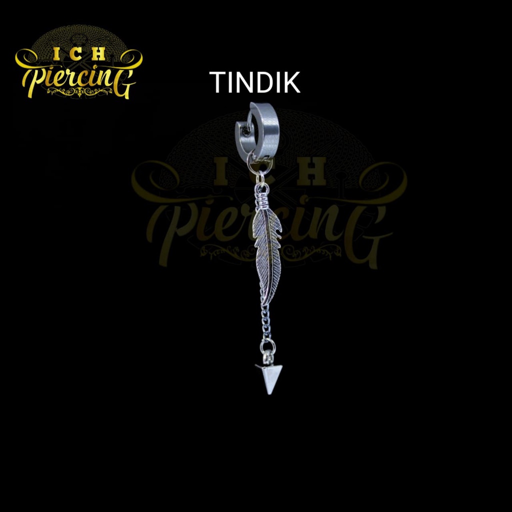 IP-CB anting tindik dan jepit model daun rantai bandul/ anting korea terbaru