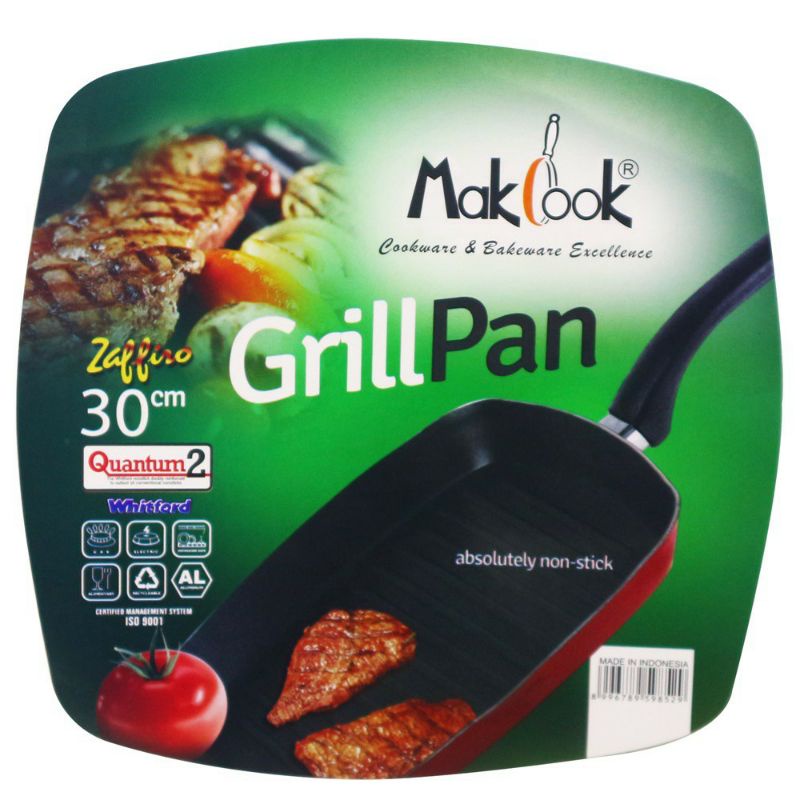 (COD/FREE ONGKIR) GRILL pan makcook teflon 30cm Alat bakar panggang anti lengket asli tebal