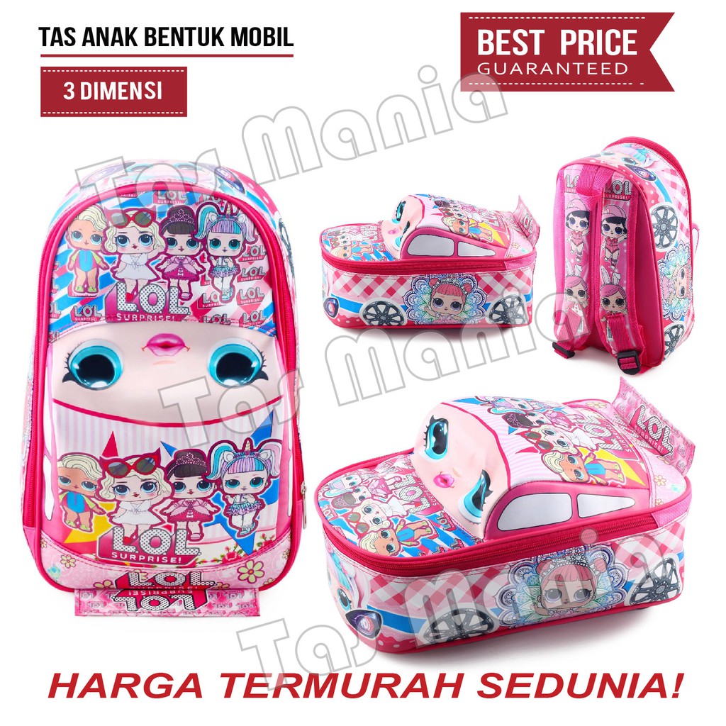 PTS -Tas Anak Perempuan Karakter - Bentuk Mobil - Ransel Sekolah Anak TK On The Road GIRLS .PT