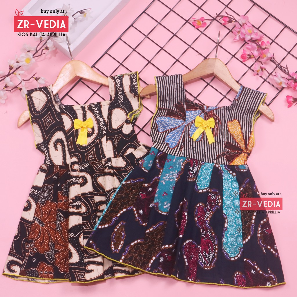 Dress Marsha Uk Bayi - 3 Tahun / Dres Batik Baju Baby New Born Perempuan Gaun Tenun Bahan Adem Cewek