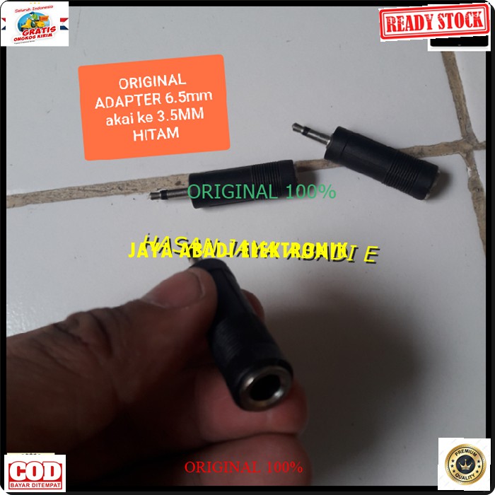 G246 ORIGINAL JACK 3,5M COWO JEK AKAY 6,5MM CEWEC MIC ADAPTER MIK KONEKTOR MIKROPHONE SAMBUNGAN SPLITTER AUDIO SOUND EXTENSION PENYAMBUNG SUARA HEADSET HEADPHONE CONVERTER MALE CANON AUX DVD AMPLI STREO ORIGINAL MALE FEMALE HARGA SATUAN