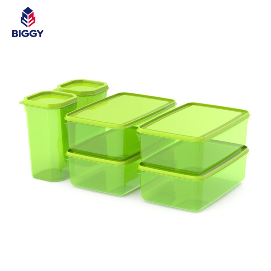 Toples Kotak Florence Set 6pcs Box Kotak Kue Serbaguna / Tempat Wadah Sayur Sealware 2000ml Container Botol 1000ml