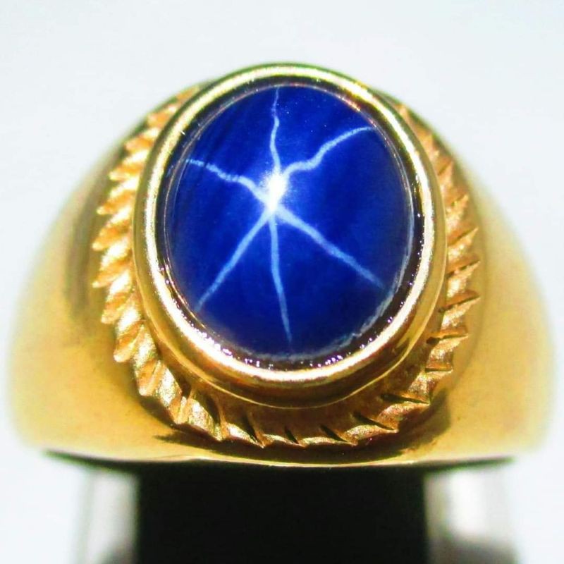 Cincin Pria Batu Permata Blue  American Star Like Blue Safir Star Srilanka
