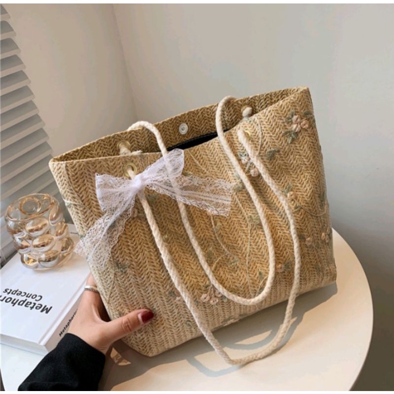 [ READY STOCK ] Safira Bag / Tas anyaman bahu aesthetic