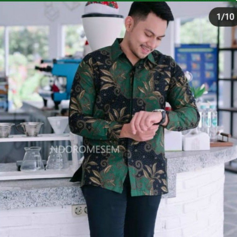 BATIK PRABU MESEM PREMIUM PREMIUM BATIK HIJAU kemeja batik pria lengan panjang terbaru ORIGINAL