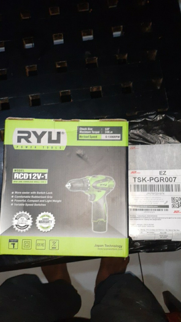 Ryu Cordless Drill Rcd12v-1 Bor Baterai Besi Kayu Charge