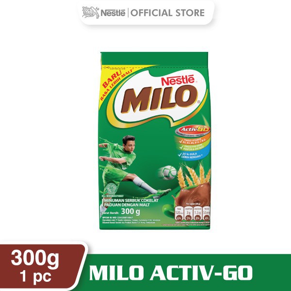 

NESTLÉ MILO ACTIV-GO Minuman Serbuk Cokelat Paduan dengan Malt Pouch 300g