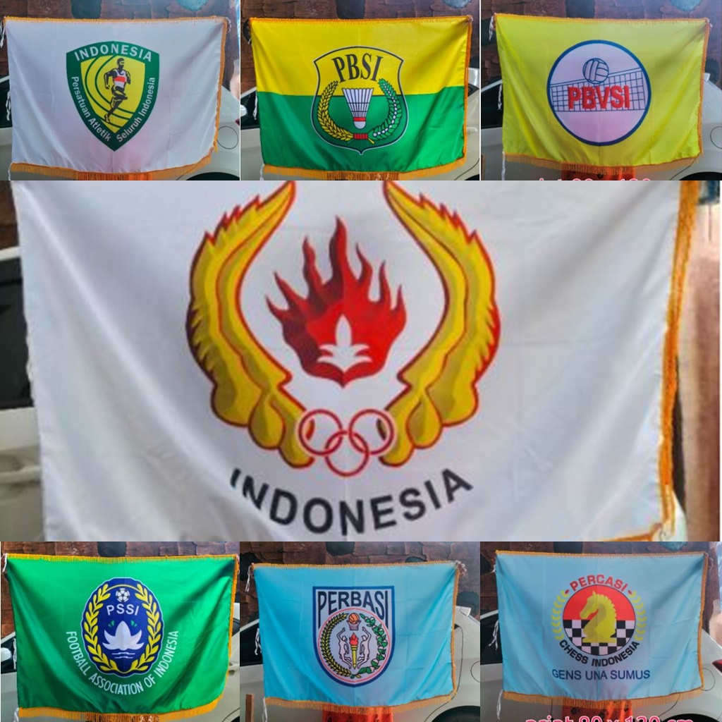 Bendera KONI PASI PSSI PBSI PBVSI PERBASI PERCASI Persatuan Atletik Olahraga Seluruh Indonesia