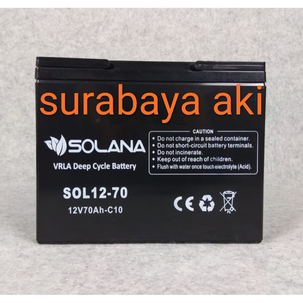 Aki baterai solana vrla deep cycle 12v 12 v 70ah 70 ah c10 c 10