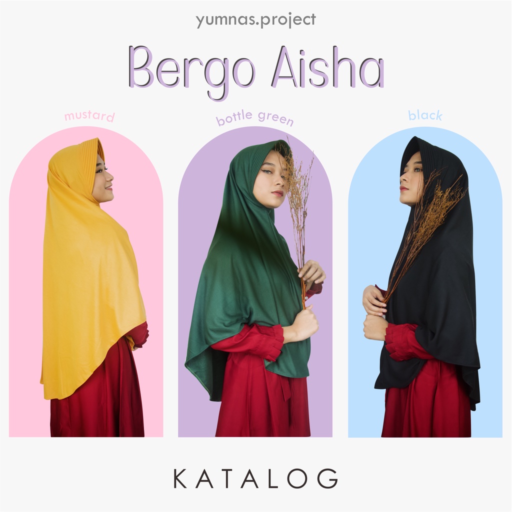 BERGO AISHA SYAR'I PAD ANTI TEMBEM L, XL, XXL (part 2) | Hijab Instan Syari  Khimar Pad Anti Tembem 