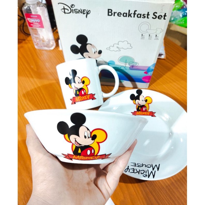 Disney Breakfast Set (Piring Makan+Mangkok+Mug) Bahan Keramik / Piring Makan Anak Set