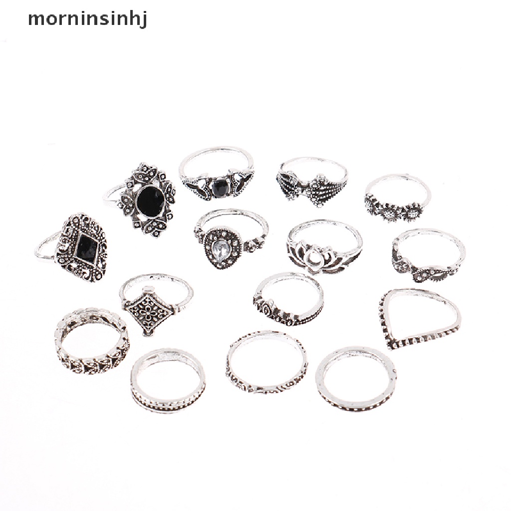 15pcs / set Cincin Knuckle Gaya Vintage Punk Gothic Untuk Wanita