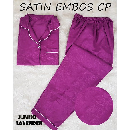 HipNop SATIN CP EMBOS JUMBO BAJU TIDUR WANITA CELANA PANJANG PIYAMA CEWE CEWEK SLEEPWEAR MAROON-4