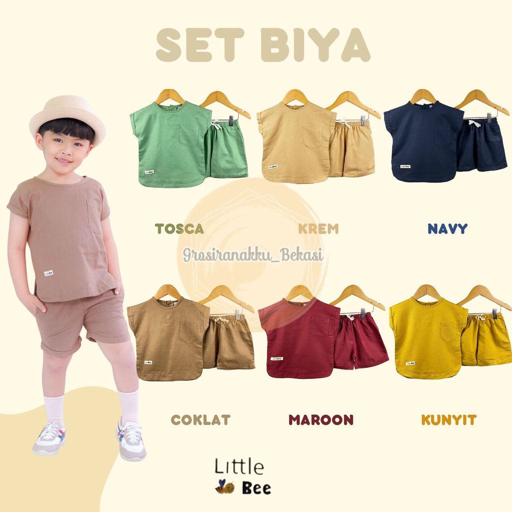 Setelan Anak Unisex Biya LittleBee Mix Warna Size 1-5 Thn