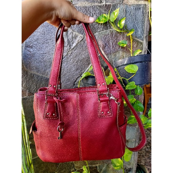 PRELOVED PL TAS BAG FOSSIL MADDOX FIFTYFOUR FIFTY FOUR 54 RED MERAH MAROON
