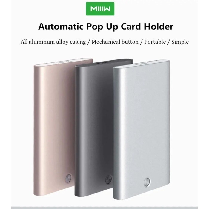 MIIIW Automatic PopUp Cover Card Holder Metal Tempat Dompet Case Penyimpan Kartu Nama