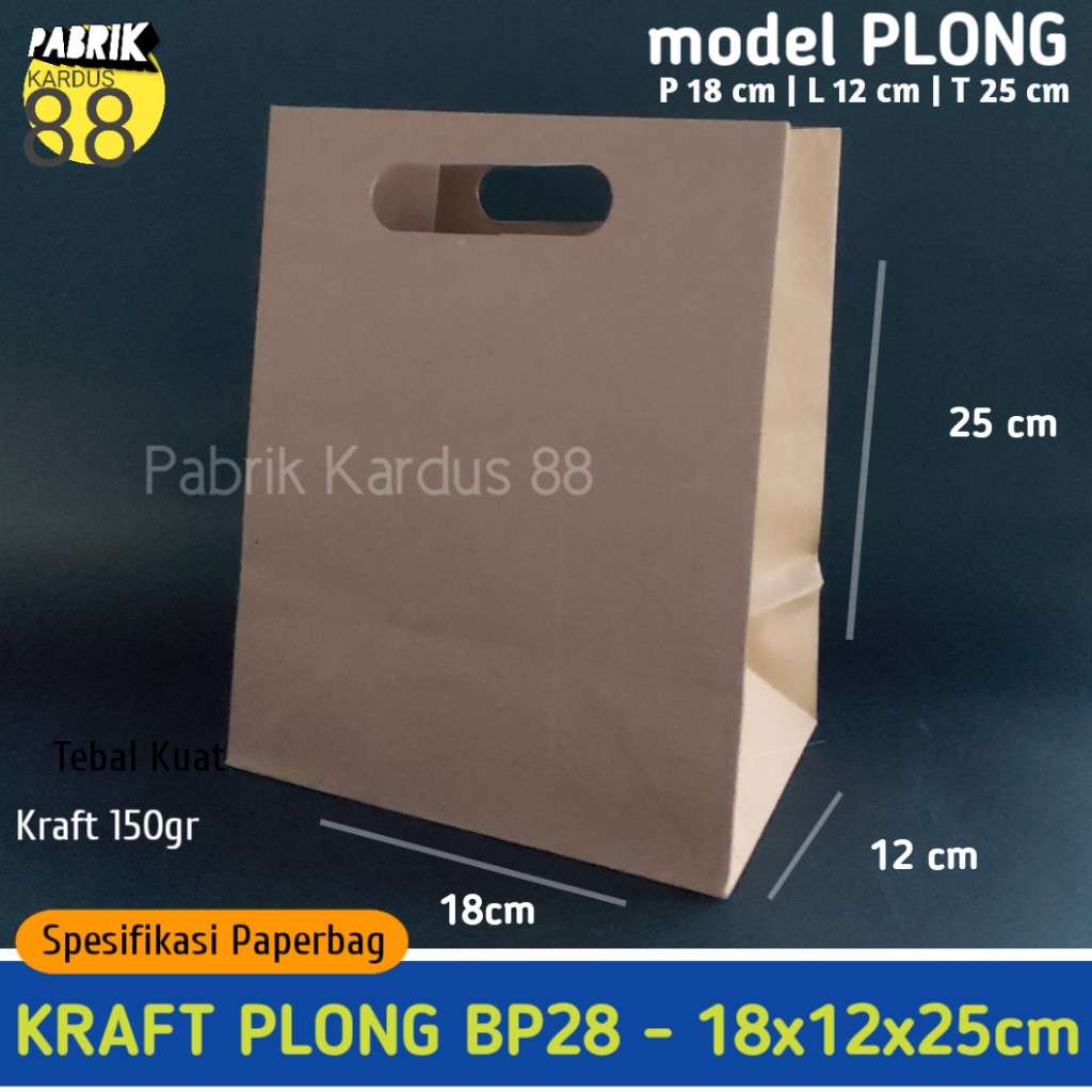 

ISI 12 BIJI paper bag kraft plong 18x12x25 bp28 | tas kue bento| paperbag polos