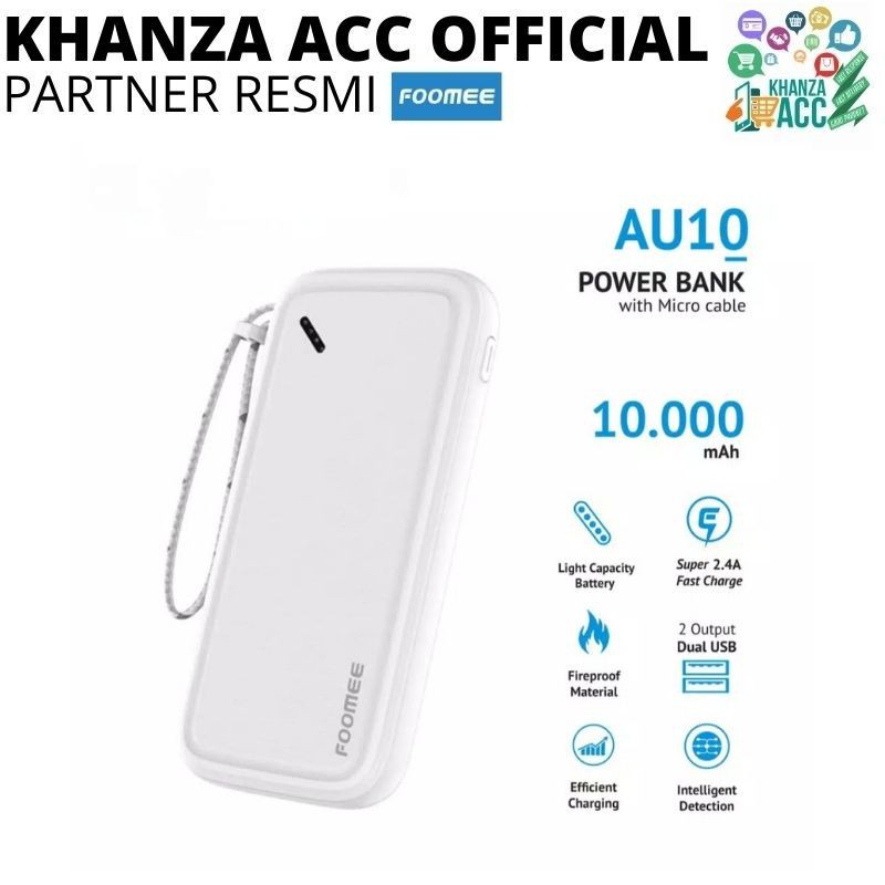 KHANZAACC Foomee PowerBank AU10 10000mAh Dual USB Output dan Input