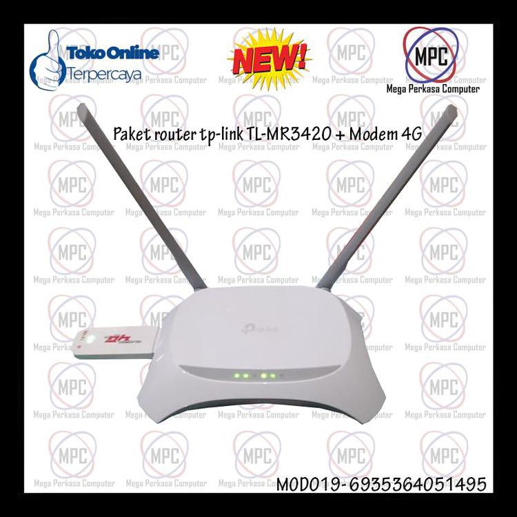 Paket Router Tp-Link Tl-Mr3420 + Modem 4G Usb Wifi All Gsm 300Mbps