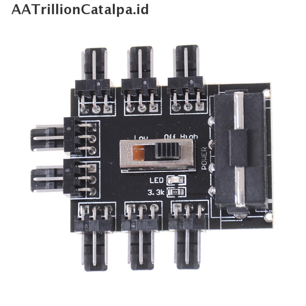 (AATrillionCatalpa) Adapter Hub Power Splitter IDE 1 Ke 8 Arah 3-Pin Untuk Kipas Pendingin PC