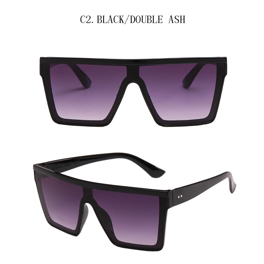 Kacamata Hitam Lensa Gradasi Bentuk Kotak Oversized Gaya Retro Untuk Wanita