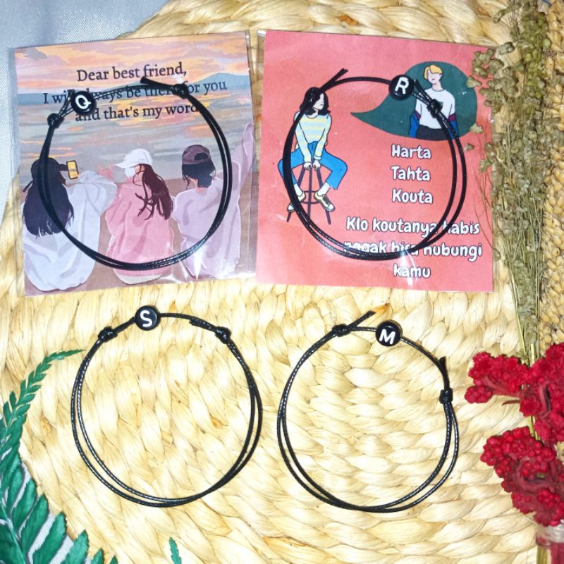 GELANG INISIAL HURUF BULAT PIPIH SINGLE SLIDE - GELANG BRACELET (BEPINK OFFICIAL)