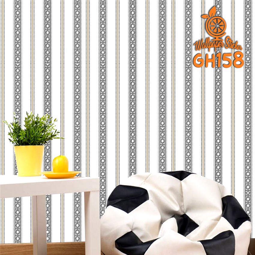 Wallpaper dinding Murah wallpaper 3d Motif Batik Gold Tosca Pom Pom Salur Ukuran 45Cm X 8meter Stiker dinding kamar tidur