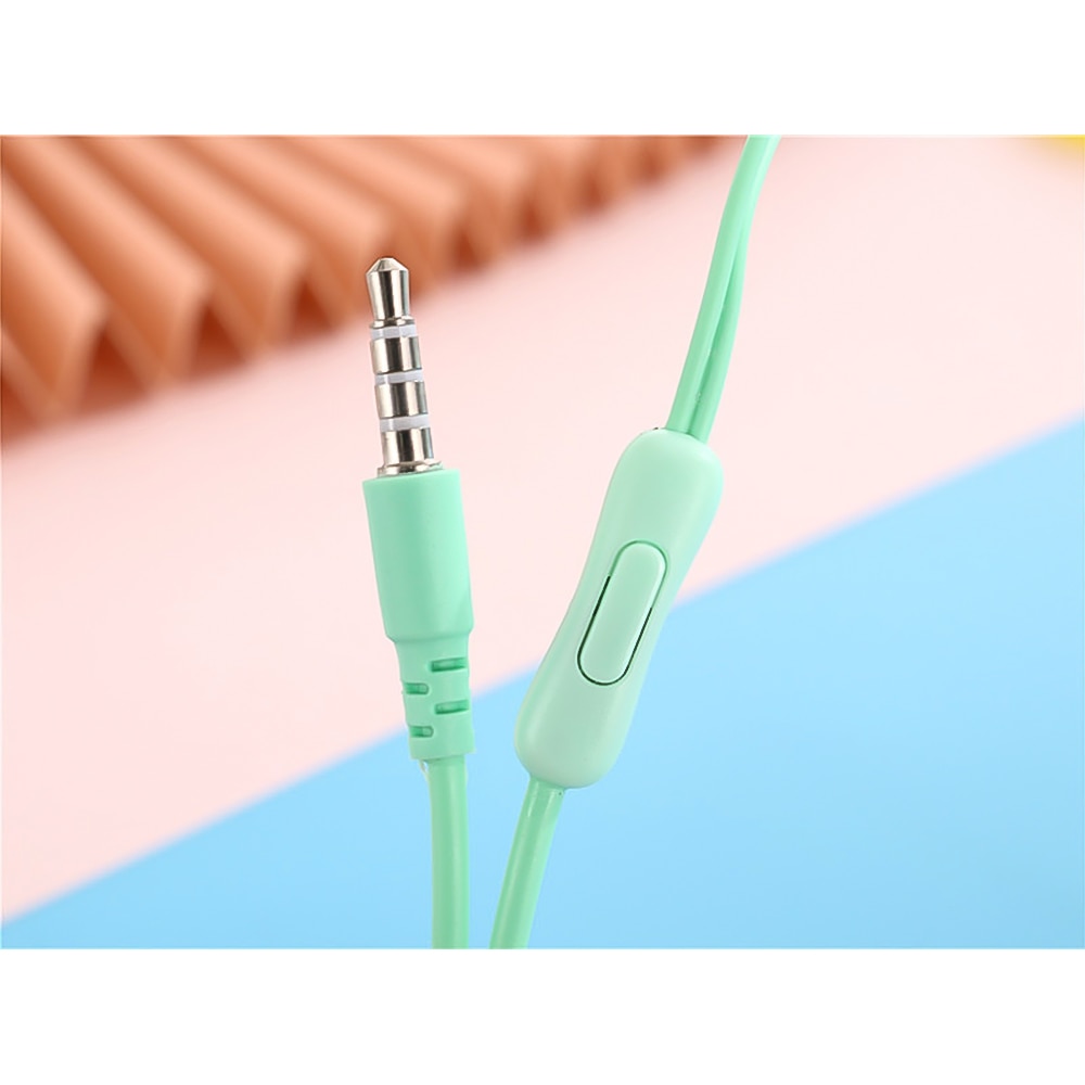 U19 Earphone Macaron Cartoon Cute Headset 3.5mm In-ear Music Earbuds with Mic