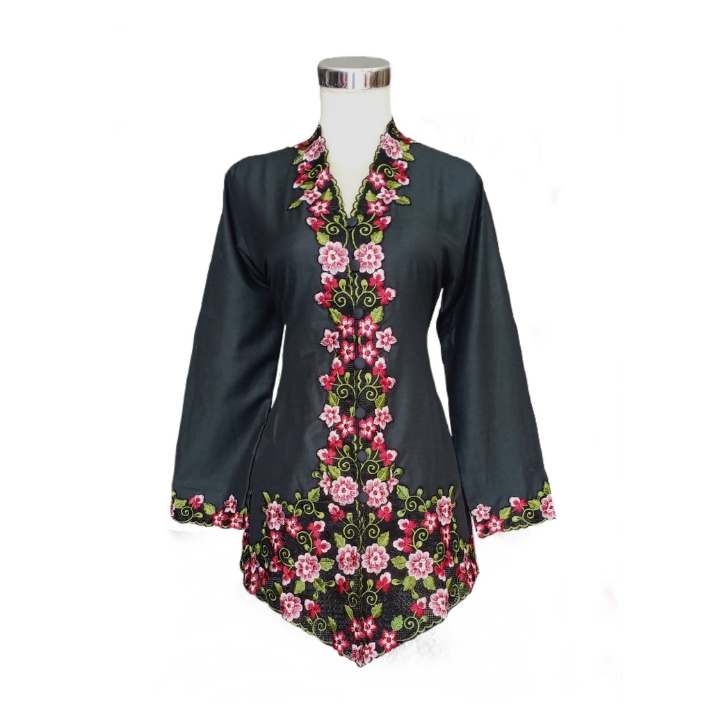 Kebaya Hitam Bordir Kombinasi Lily 755