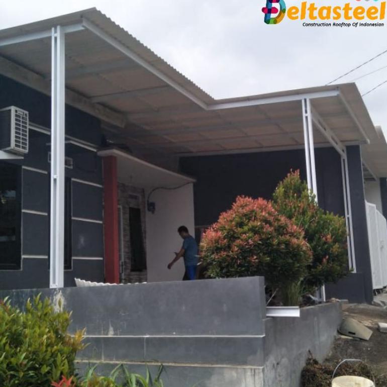 Kanopi Atap Alderon single RS rangka baja ringan untuk penutup carport teras rumah minimalis murah (