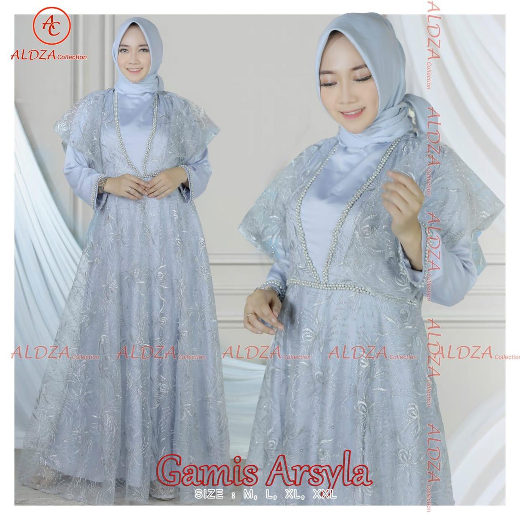 GAMIS TULLE BORDIR MUTIARA &amp; PAYET ARSLYLA